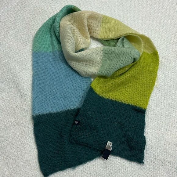 Gap Women Multi Color Block Mohaire Nylon Blend Scarf - Picture 1 of 10